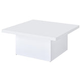 Devar Square Coffee & End Table - Sculptural Plinth Base in White High Gloss – view 8