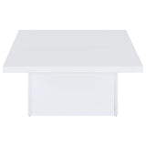 Devar Square Coffee & End Table - Sculptural Plinth Base in White High Gloss – view 9