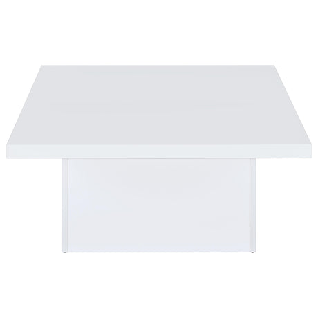 Devar Square Coffee & End Table - Sculptural Plinth Base in White High Gloss – view 9