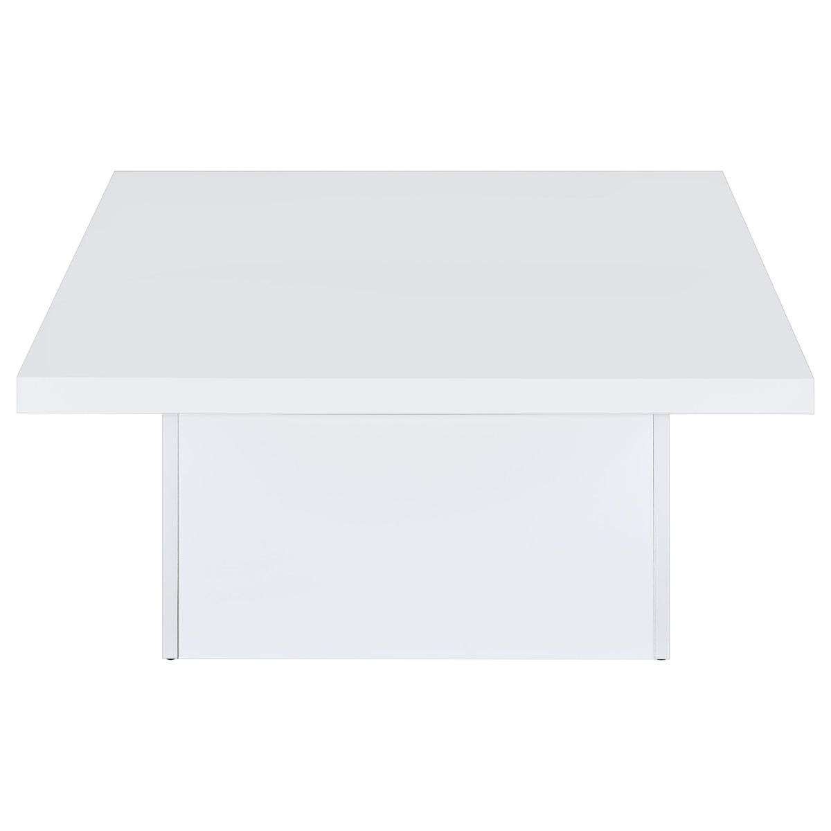 Devar Square Coffee & End Table - Sculptural Plinth Base in White High Gloss – view 10