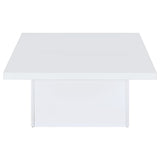 Devar Square Coffee & End Table - Sculptural Plinth Base in White High Gloss – view 10