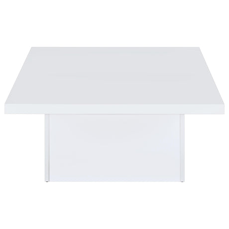 Devar Square Coffee & End Table - Sculptural Plinth Base in White High Gloss – view 10