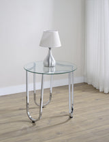 Beller Round Glass Coffee Table & End Table Sets - Tempered Glass Tops on Chrome Frames – view 2