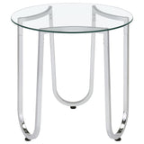 Beller Round Glass Coffee Table & End Table Sets - Tempered Glass Tops on Chrome Frames – view 13