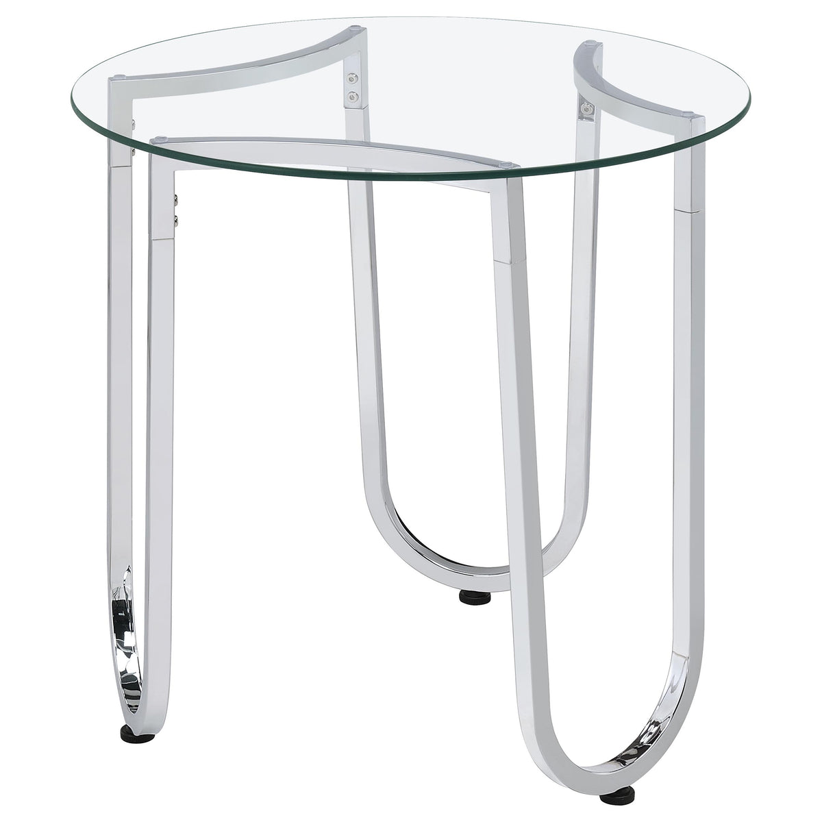 Beller Round Glass Coffee Table & End Table Sets - Tempered Glass Tops on Chrome Frames – view 14