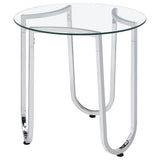 Beller Round Glass Coffee Table & End Table Sets - Tempered Glass Tops on Chrome Frames – view 14