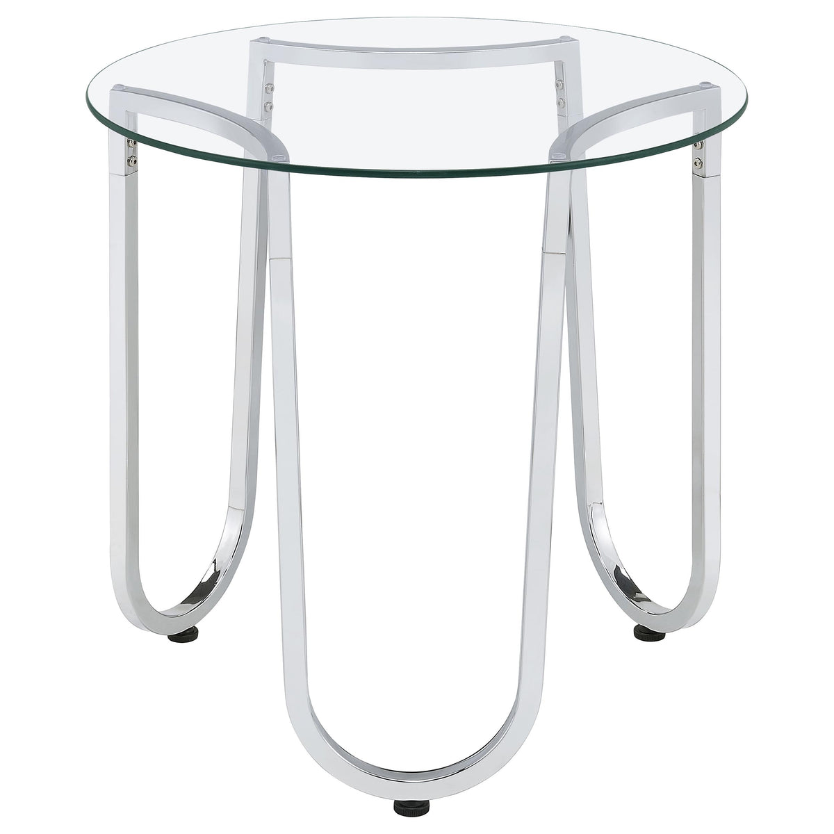 Beller Round Glass Coffee Table & End Table Sets - Tempered Glass Tops on Chrome Frames – view 15