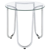 Beller Round Glass Coffee Table & End Table Sets - Tempered Glass Tops on Chrome Frames – view 15