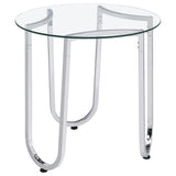 Beller Round Glass Coffee Table & End Table Sets - Tempered Glass Tops on Chrome Frames – view 20