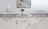Beller Round Glass Coffee Table & End Table Sets - 3pcs- Coffee Table + 2 End Tables