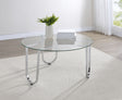 Beller Round Glass Coffee Table & End Table Sets - Tempered Glass Tops on Chrome Frames – view 1