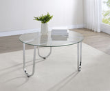 Beller Round Glass Coffee Table & End Table Sets - Tempered Glass Tops on Chrome Frames – view 1