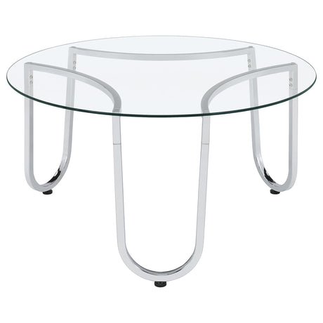 Beller Round Glass Coffee Table & End Table Sets - Tempered Glass Tops on Chrome Frames – view 9