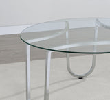 Beller Round Glass Coffee Table & End Table Sets - Tempered Glass Tops on Chrome Frames – view 10