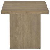 Devar Square Cocktail Coffee Table & End Table Sets - Thick Block Profile in Latte Wood Grain – view 14