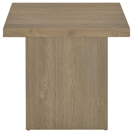 Devar Square Cocktail Coffee Table & End Table Sets - Thick Block Profile in Latte Wood Grain – view 14