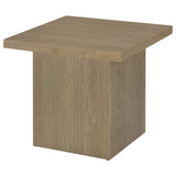 Devar Square Cocktail Coffee Table & End Table Sets - Thick Block Profile in Latte Wood Grain – view 15