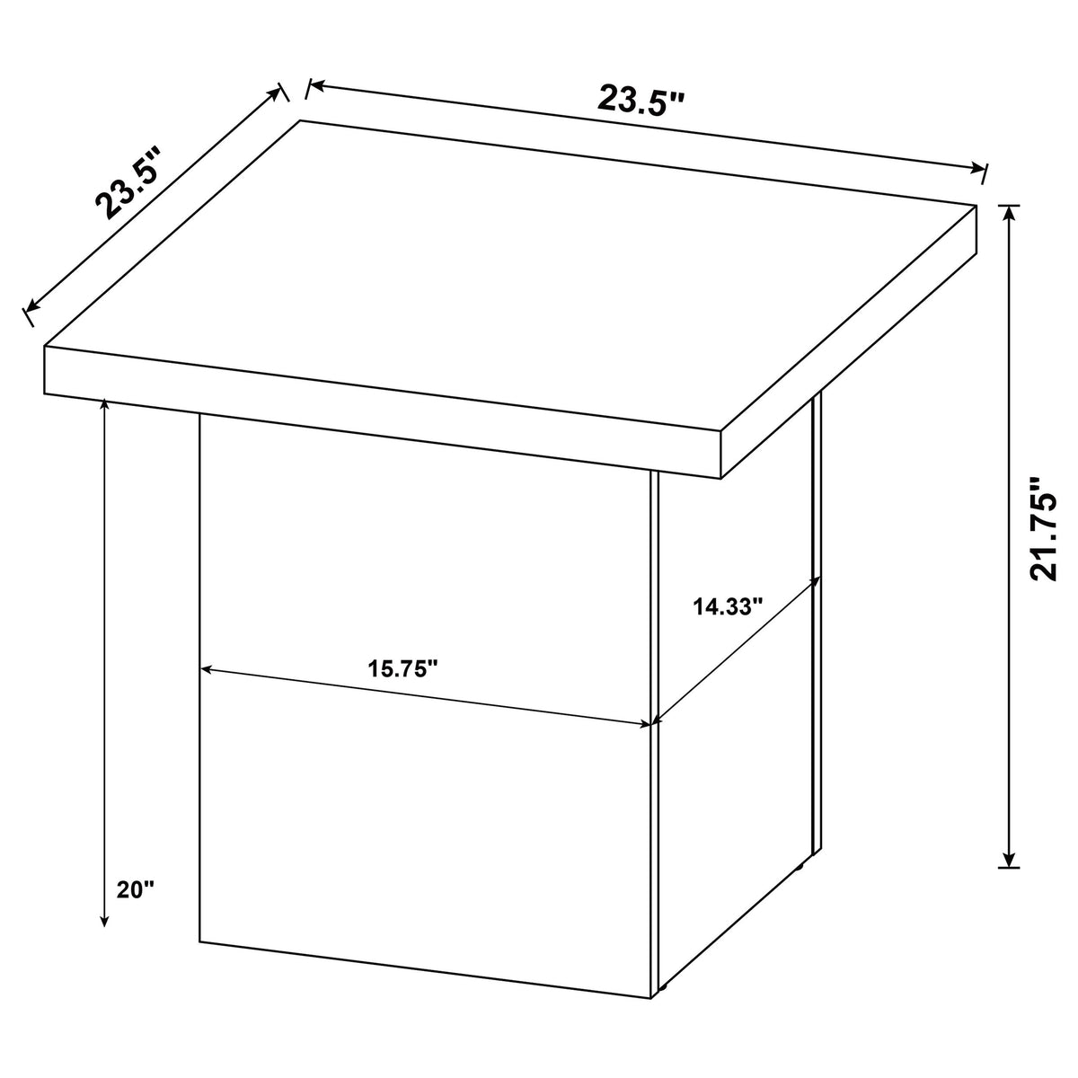 Devar Square Cocktail Coffee Table & End Table Sets - Thick Block Profile in Latte Wood Grain – view 19
