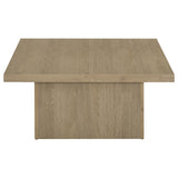 Devar Square Cocktail Coffee Table & End Table Sets - Thick Block Profile in Latte Wood Grain – view 9