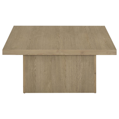 Devar Square Cocktail Coffee Table & End Table Sets - Thick Block Profile in Latte Wood Grain – view 9