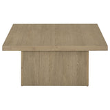 Devar Square Cocktail Coffee Table & End Table Sets - Thick Block Profile in Latte Wood Grain – view 10