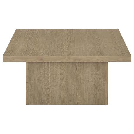 Devar Square Cocktail Coffee Table & End Table Sets - Thick Block Profile in Latte Wood Grain – view 10