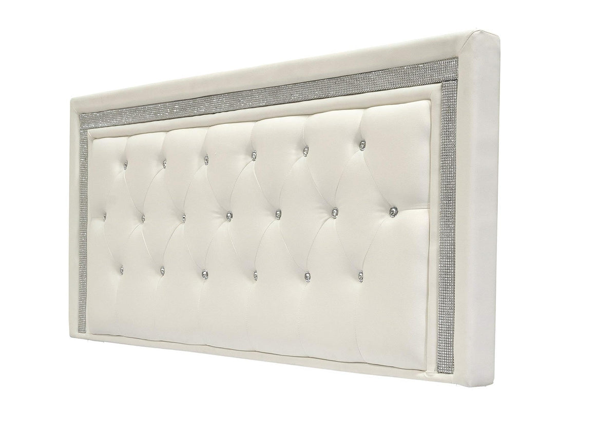 Hope Tufted Vinyl Upholstered Headboard, Queen/Full in White - side view