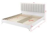Linea 83" Eastern King Bed Frame, White Frame with Beige Padded Headboard - side view