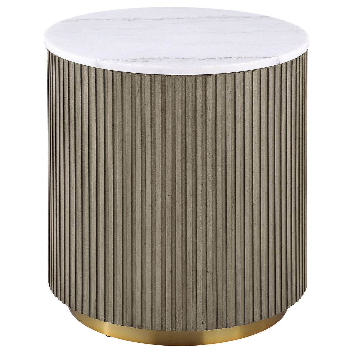 Jason Round White Marble Top Coffee Table & End Table Sets - End Table Only