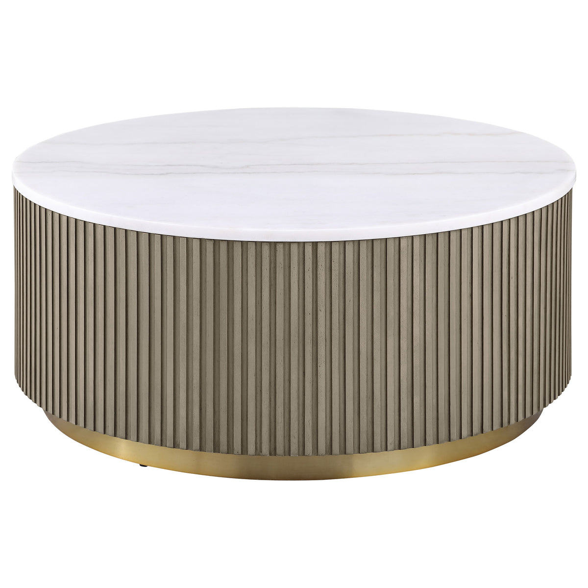 Jason Round White Marble Top Coffee Table & End Table Sets - Coffee Table Only