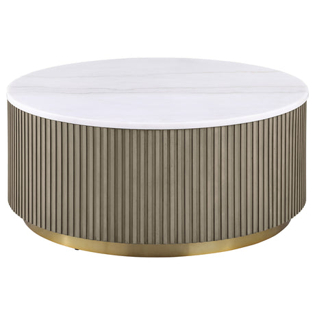 Jason Round White Marble Top Coffee Table & End Table Sets - Coffee Table Only