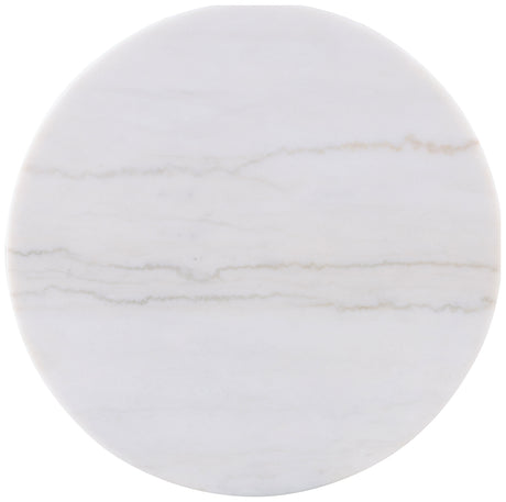 Jason Round White Marble Top Coffee Table & End Table Sets - Reeded Drum Base in Greige with Gold Ring – view 6