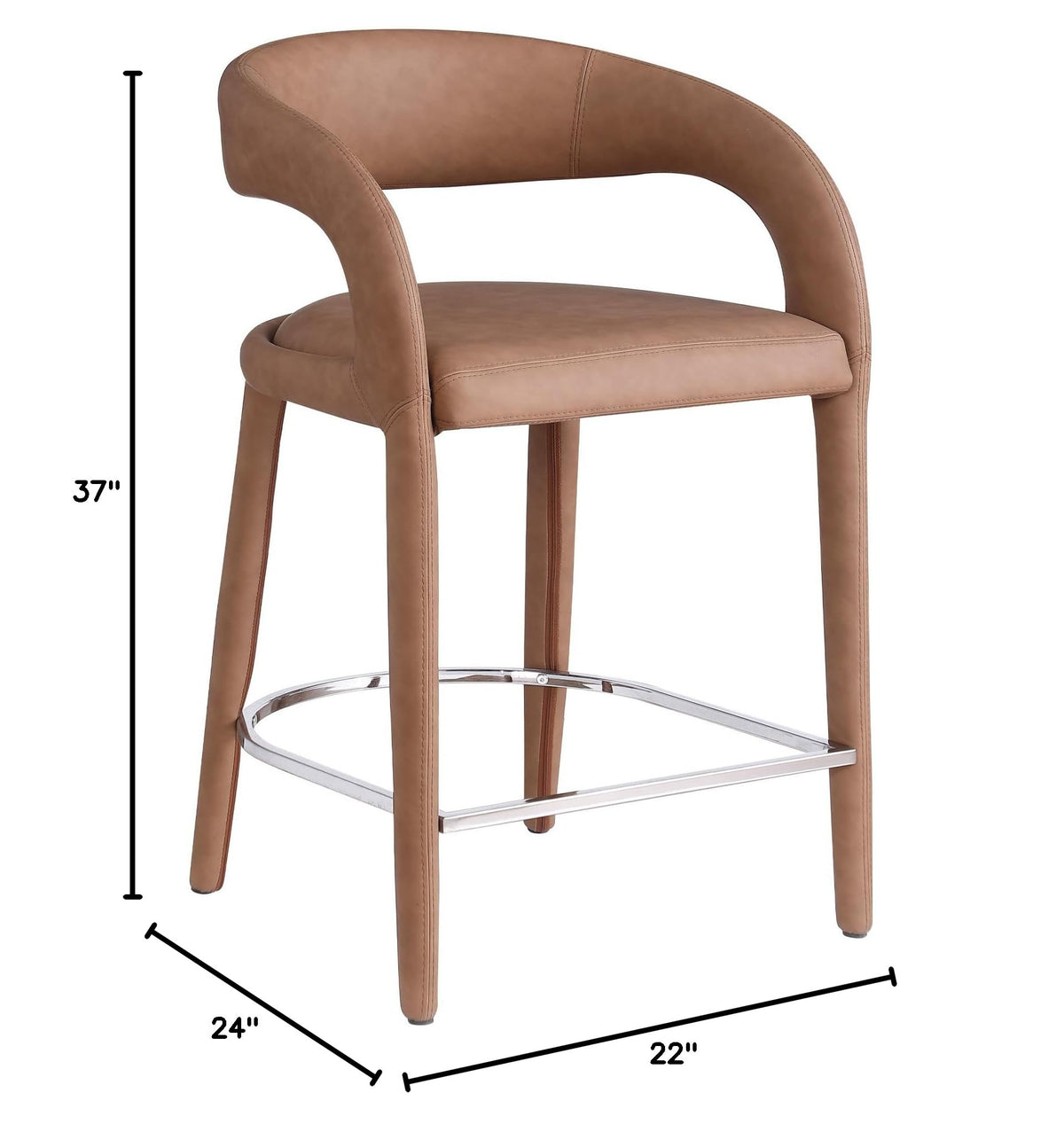 Conan Counter Stool in Brown - side view