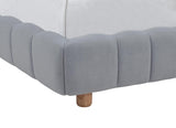 Ctera Queen Velvet Bed Frame with 30" Shell-Shaped Headboard, Low Profile in Light Grey - close-up