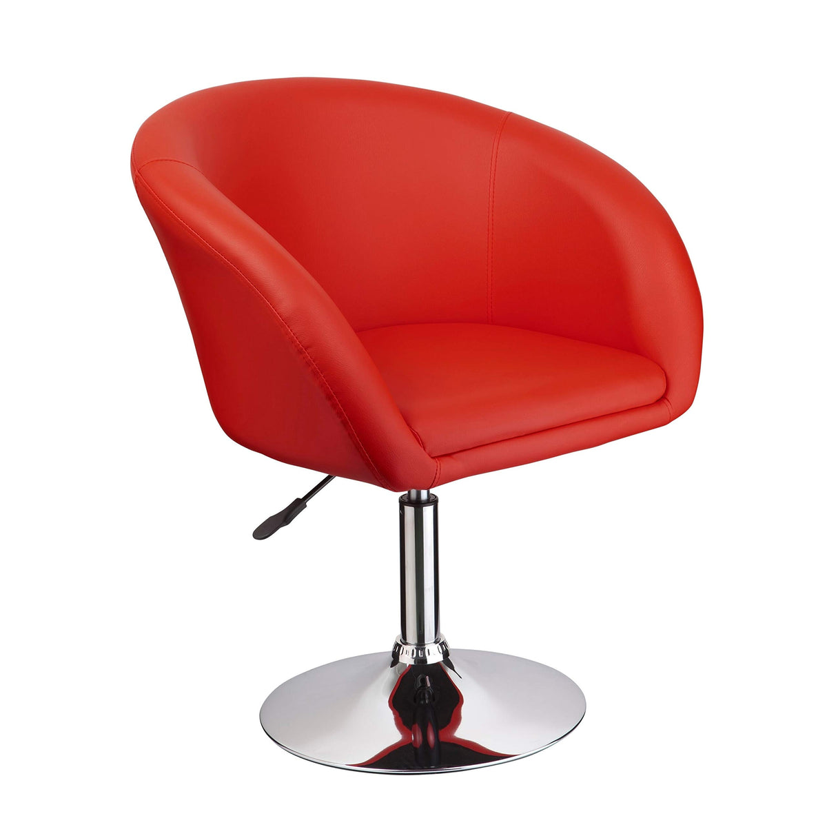 Faux Leather Swivel Coffee Chair in Red/Chrome Legs - room setting