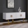 Tommy Contemporary High Gloss Lacquer Sideboard/Buffet with Gold Handles in White - front view