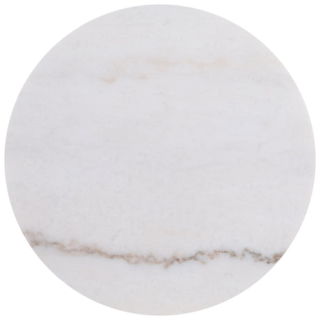 Jason Round White Marble Coffee Table & End Table - Reeded Honey Brown Drum Base with Gold Ring – view 13
