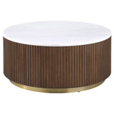 Jason Round White Marble Coffee Table & End Table - 35" Round Coffee Table