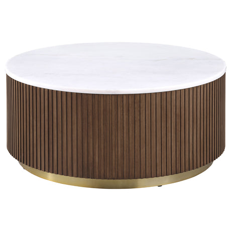 Jason Round White Marble Coffee Table & End Table - 35" Round Coffee Table