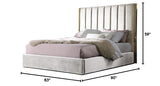 Jalen Modern Velvet Upholstered Platform Bed Frame, California King, Glam Contemporary Design (Beige - side view