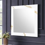 Trevello 5-Piece Modern High Gloss Lacquered Bedroom Set, Eastern King Bed Frame in White/Gold - back view
