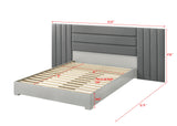 Velasca 83" Queen Bed Frame, Fabric Channel Tufted Headboard in Dark Gray/Light Gray - side view