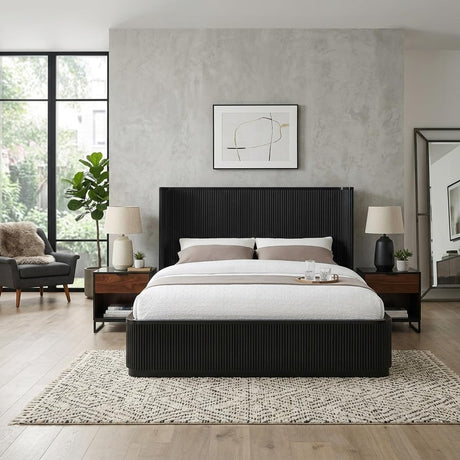 Quintet 84" Long Modern Fluted Platform California King Bed Frame - detail view