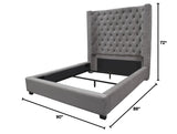 Jamie Upholstered Tower Contemporary Bed, King in Grey - side view