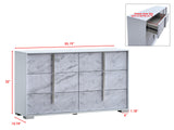 Luna 55.5" Wide 6-Drawer Double Dresser, White Lacquered Gloss - front view