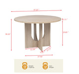 Camden 5-Piece Modern Scandinavian Round Dining Set, Seats 4 People in Beige - side view