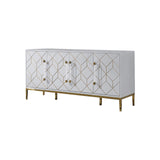 Thorne High Gloss Lacquer Sideboard/Buffet with Gold Trim in White