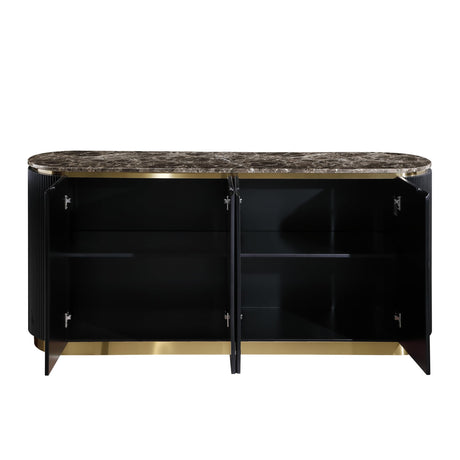 Trandell 70" Modern Glam Faux Marble Top Fully Assembled Sideboard - room setting
