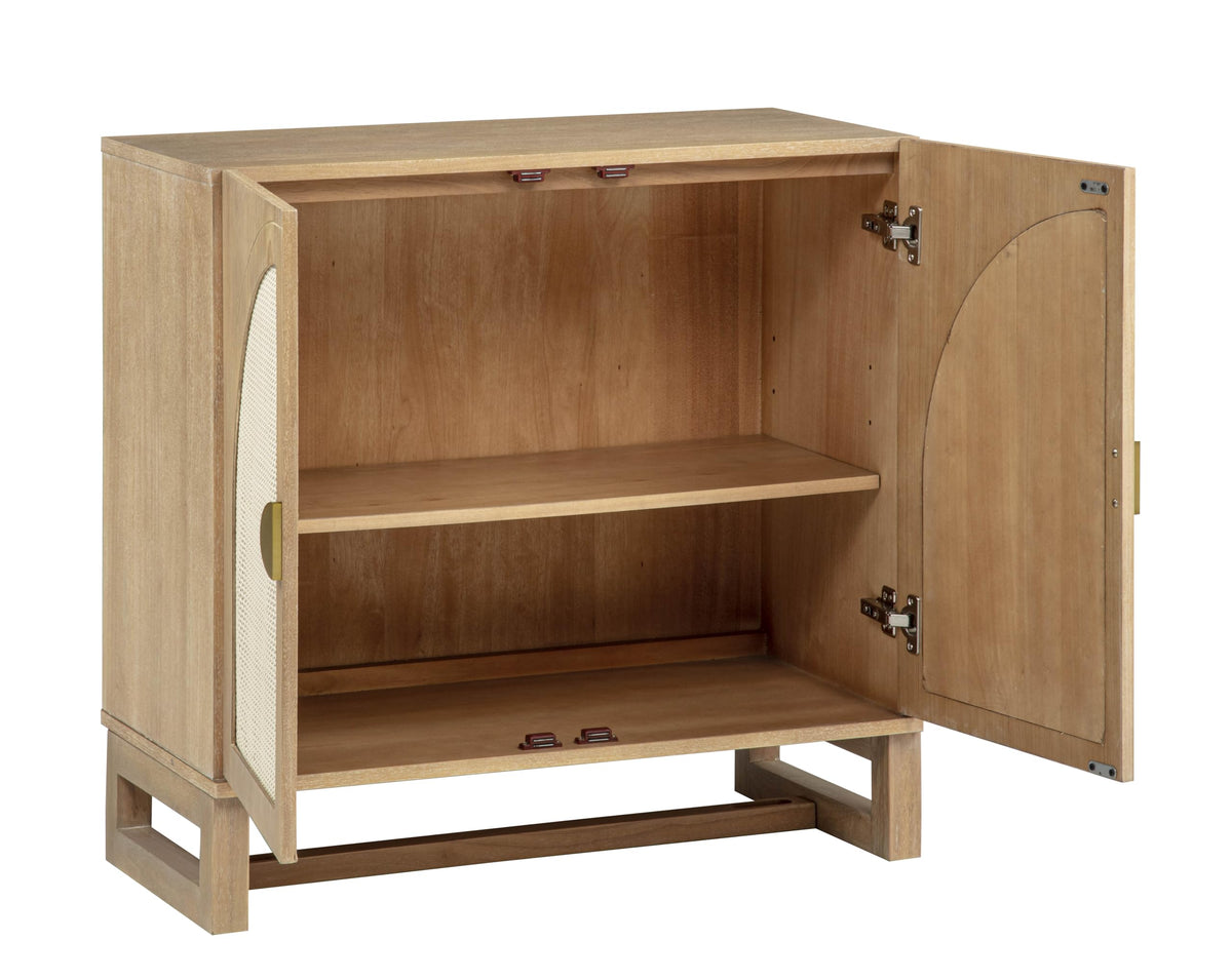 Cora 31" Wide 2-Door Accent Cabinet Natural Oak Wood Finish Boho Modern Detailed Sideboard Organic… - back view