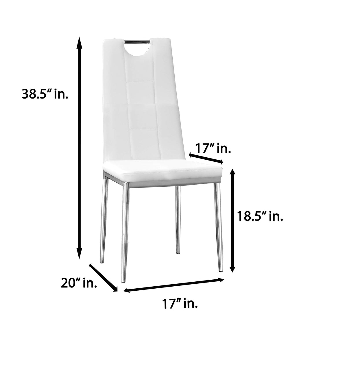 Trevi Faux Leather Armless Dining Chairs with Padded Cushion Seat - side view